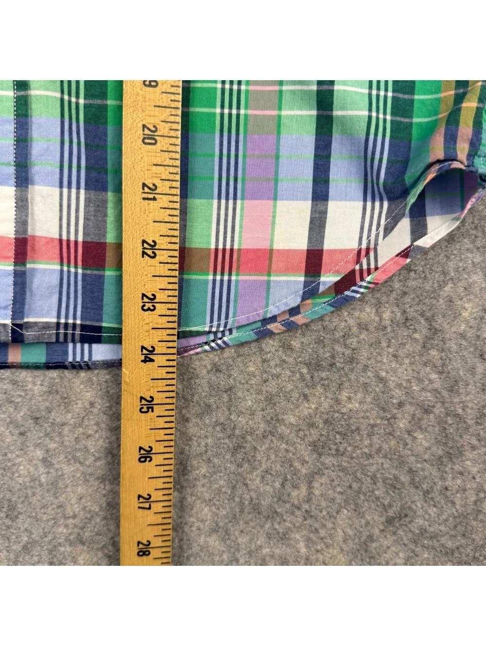 Ralph Lauren Short Sleeve Button Shirt Green Blue Red Plaid Boy’s Medium 117